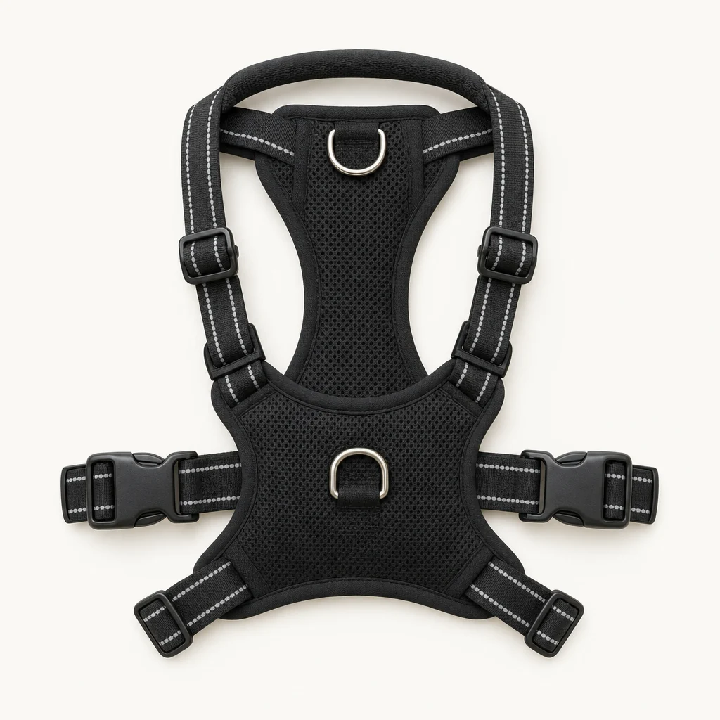 Personalized Reflective Harness — Name + phone patches